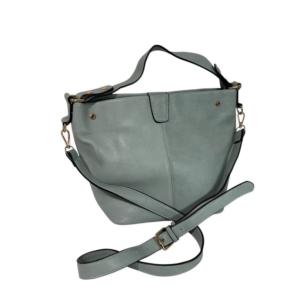 Joy Susan Pebbled Blue Vegan Leather Classic Hobo Handbag Removable Strap